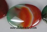 CAG1078 15.5 inches 30*40mm faceted oval rainbow agate beads