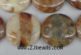 CAG1091 15.5 inches 25mm flat round Morocco agate beads wholesale