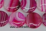 CAG1171 15.5 inches 20mm flat round line agate gemstone beads