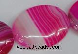 CAG1179 15.5 inches 30*40mm oval line agate gemstone beads