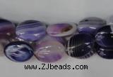 CAG1230 15.5 inches 10*14mm oval line agate gemstone beads
