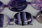 CAG1234 15.5 inches 18*25mm oval line agate gemstone beads