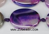 CAG1238 15.5 inches 25*35mm oval line agate gemstone beads