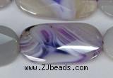 CAG1260 15.5 inches 20*40mm faceted oval line agate gemstone beads