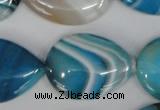 CAG1296 15.5 inches 22*30mm flat teardrop line agate gemstone beads