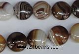 CAG1305 15.5 inches 14mm flat round line agate gemstone beads