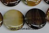 CAG1309 15.5 inches 25mm flat round line agate gemstone beads