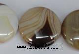CAG1310 15.5 inches 30mm flat round line agate gemstone beads