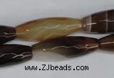 CAG1342 15.5 inches 10*30mm faceted rice line agate gemstone beads