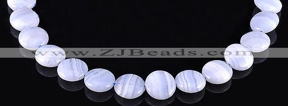 CAG136 coin shape blue lace agate 7*16mm gemstone bead Wholesale