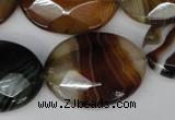 CAG1368 15.5 inches 22*30mm faceted oval line agate gemstone beads