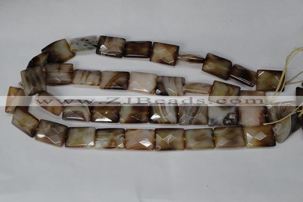 CAG1390 15.5 inches 15*20mm faceted rectangle line agate gemstone beads