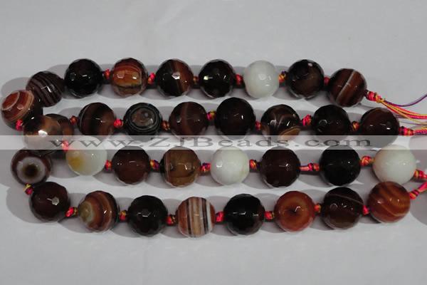 CAG1418 15.5 inches 20mm faceted round line agate gemstone beads