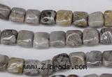 CAG1430 15.5 inches 8*8mm square silver needle agate beads