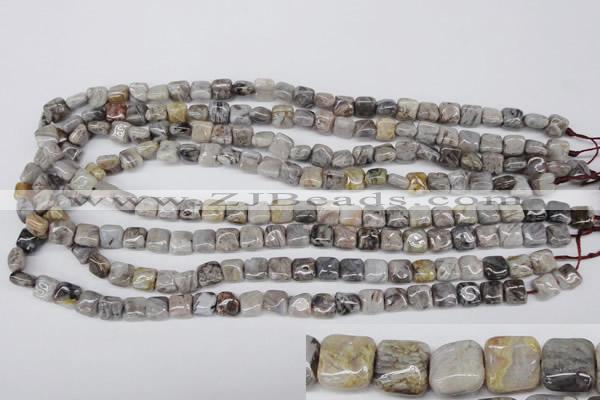 CAG1430 15.5 inches 8*8mm square silver needle agate beads