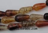 CAG1446 15.5 inches 8*16mm teardrop dragon veins agate beads