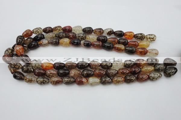 CAG1447 15.5 inches 10*14mm teardrop dragon veins agate beads