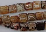 CAG1471 15.5 inches 10*10mm square dragon veins agate beads