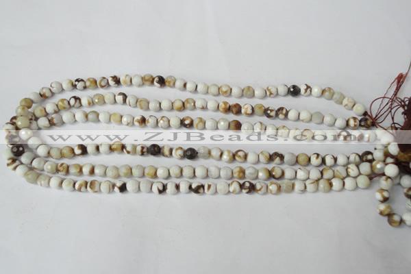 CAG1500 15.5 inches 6mm faceted round fire crackle agate beads