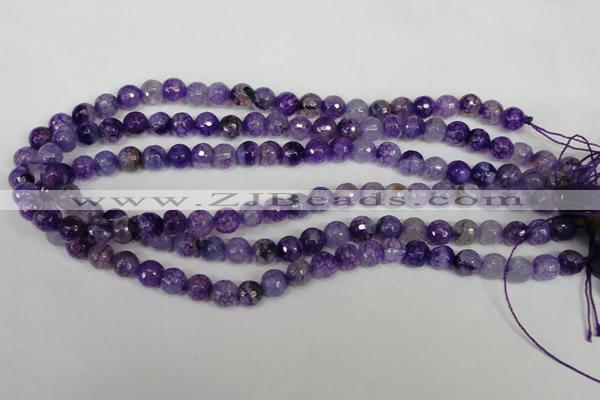 CAG1512 15.5 inches 8mm faceted round fire crackle agate beads