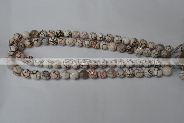 CAG1520 15.5 inches 10mm faceted round fire crackle agate beads