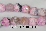 CAG1521 15.5 inches 10mm faceted round fire crackle agate beads