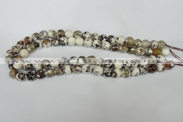 CAG1522 15.5 inches 10mm faceted round fire crackle agate beads