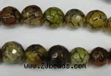 CAG1523 15.5 inches 10mm faceted round fire crackle agate beads