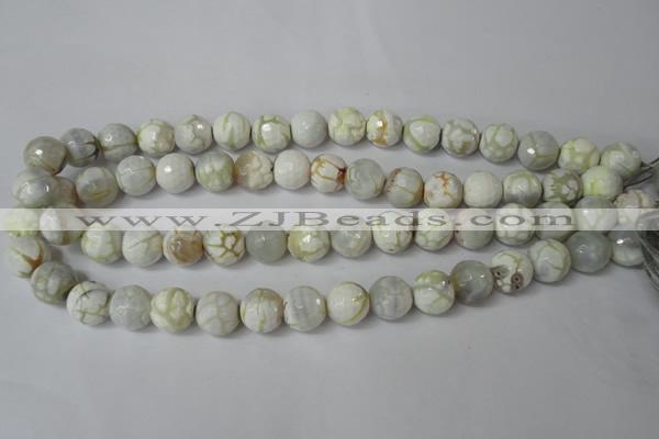 CAG1534 15.5 inches 12mm faceted round fire crackle agate beads