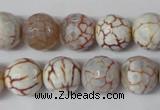 CAG1535 15.5 inches 12mm faceted round fire crackle agate beads