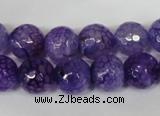 CAG1537 15.5 inches 12mm faceted round fire crackle agate beads