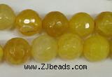 CAG1539 15.5 inches 12mm faceted round fire crackle agate beads