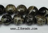 CAG1540 15.5 inches 12mm faceted round fire crackle agate beads