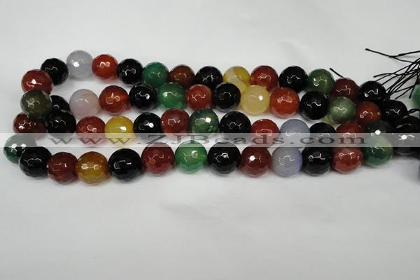 CAG1548 15.5 inches 14mm faceted round fire crackle agate beads