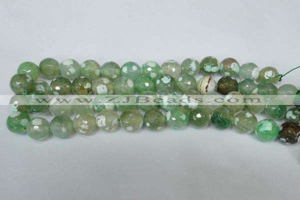 CAG1552 15.5 inches 14mm faceted round fire crackle agate beads