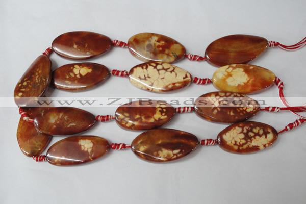 CAG1591 15.5 inches 22*38mm twisted oval fire crackle agate beads