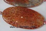 CAG1592 15.5 inches 25*50mm twisted oval fire crackle agate beads