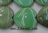 CAG1612 15.5 inches 30*30mm heart green grass agate beads
