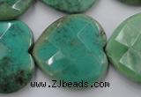 CAG1614 15.5 inches 30*30mm faceted heart green grass agate beads