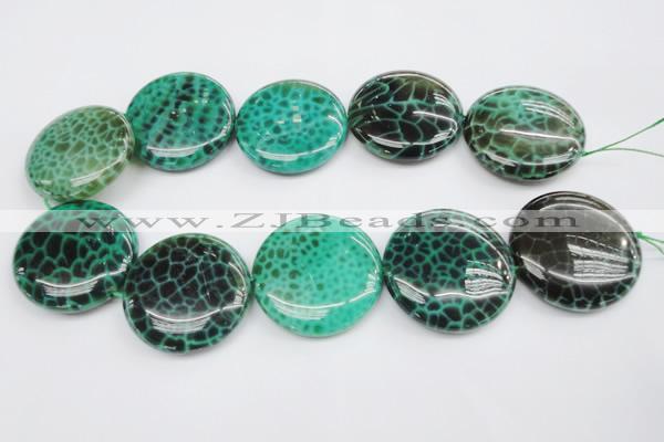 CAG1626 15.5 inches 40mm flat round peafowl agate gemstone beads