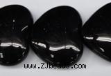 CAG1631 15.5 inches 32*32mm heart black agate gemstone beads