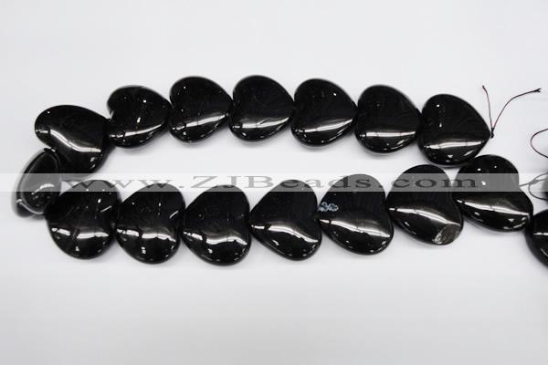 CAG1631 15.5 inches 32*32mm heart black agate gemstone beads