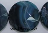 CAG1640 15.5 inches 35mm faceted coin blue agate gemstone beads