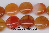CAG1649 15.5 inches 18mm flat round red agate gemstone beads
