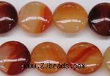 CAG1650 15.5 inches 20mm flat round red agate gemstone beads