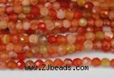 CAG1654 15.5 inches 4mm faceted round red agate gemstone beads