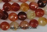 CAG1657 15.5 inches 10mm faceted round red agate gemstone beads
