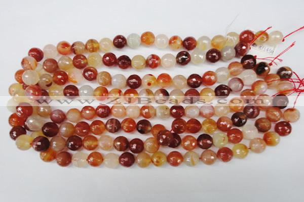 CAG1657 15.5 inches 10mm faceted round red agate gemstone beads