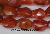 CAG1672 15.5 inches 12*17mm faceted nuggets red agate gemstone beads