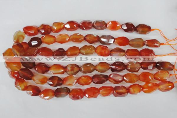 CAG1673 15.5 inches 14*18mm faceted nuggets red agate gemstone beads